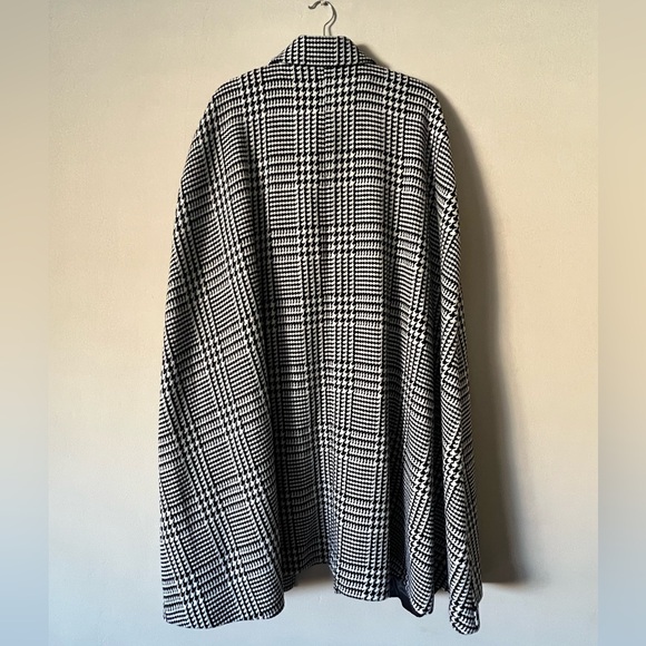 Lauren Ralph Lauren Glen Plaid Wool Blend Houndstooth Cape • M/L - Picture 3 of 10